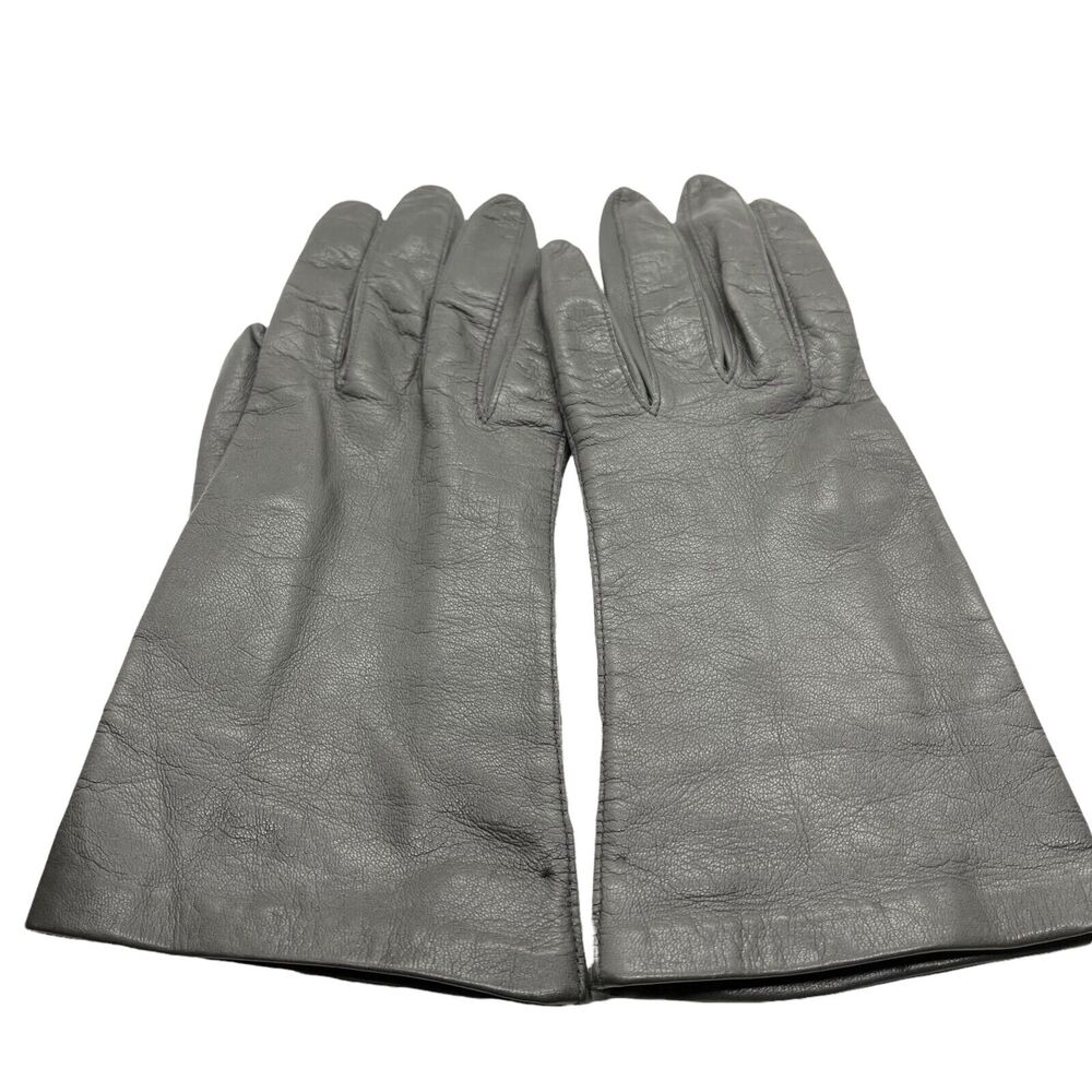 Leather Gloves Illum Womens Soft Gray Silk Lined Comfort Full Finger Size 7 1/2